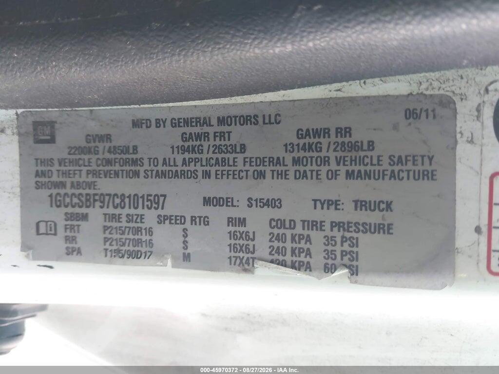 1GCCSBF97C8101597 2012 CHEVROLET COLORADO photo no. 9