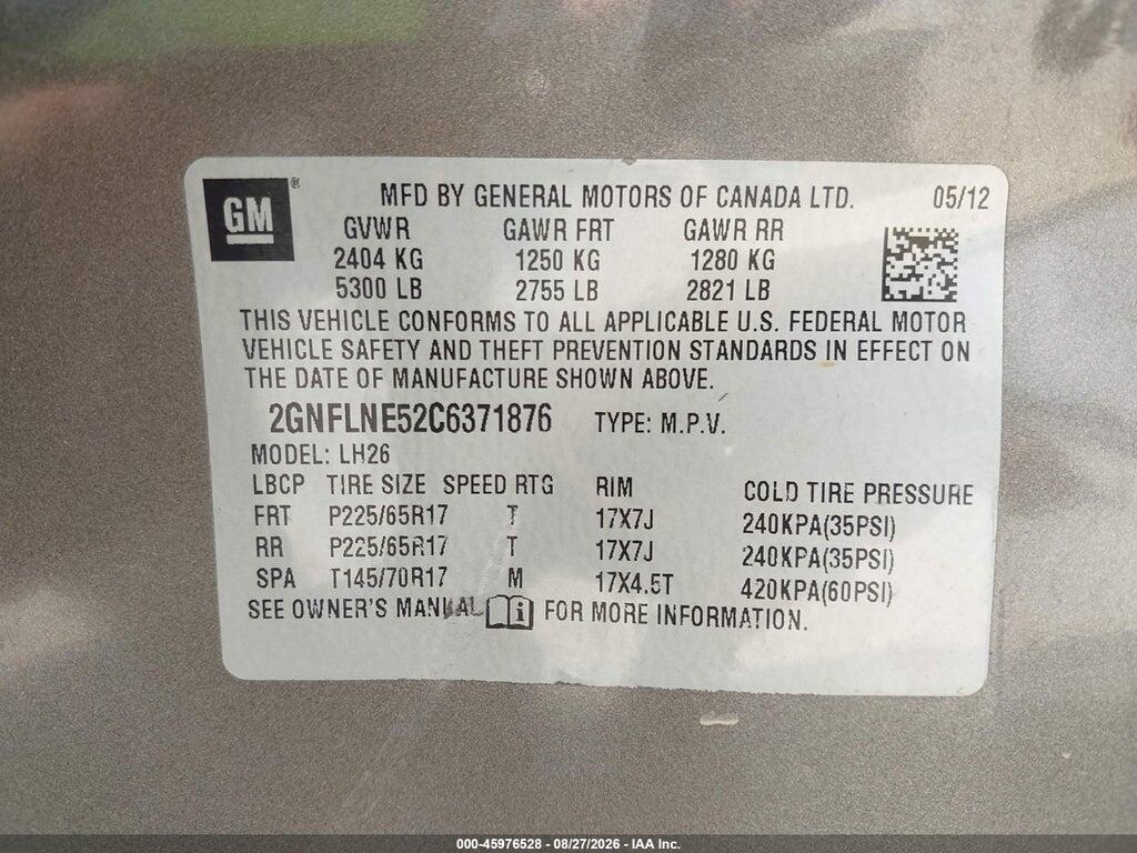 2GNFLNE52C6371876 2012 CHEVROLET EQUINOX photo no. 9