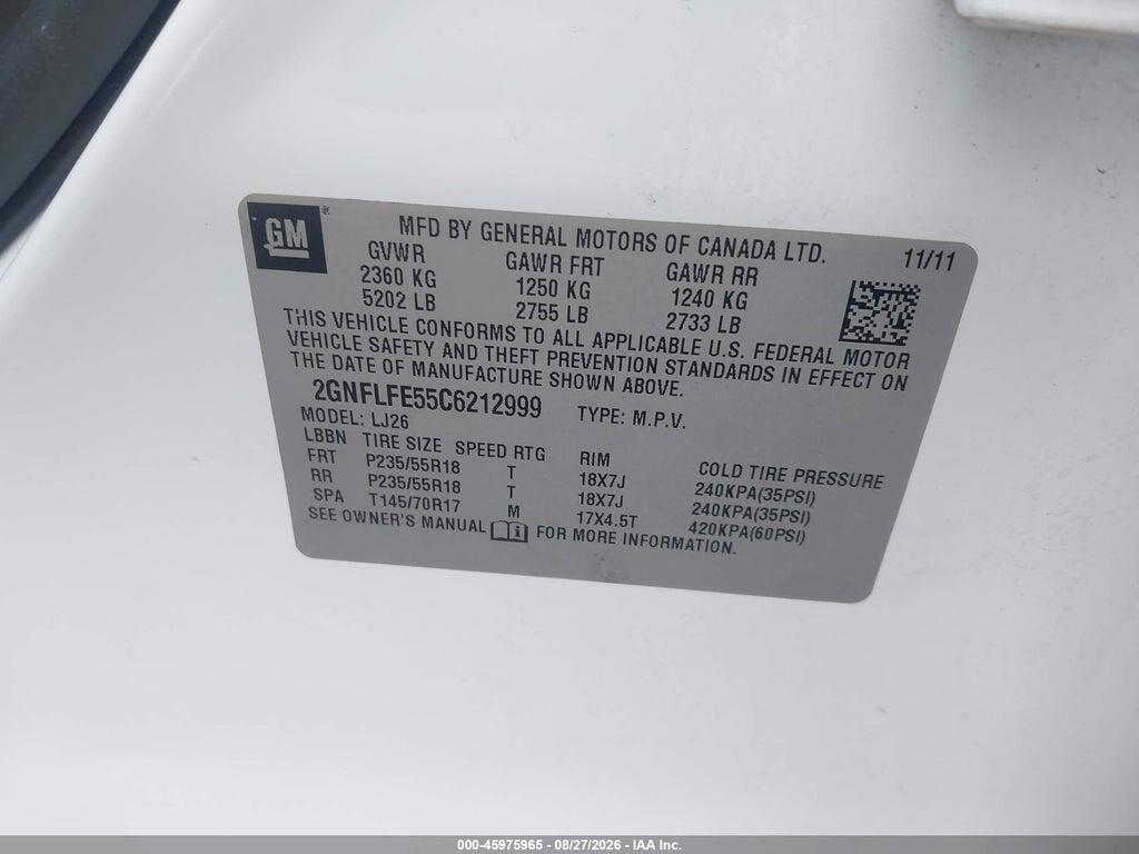 2GNFLFE55C6212999 2012 CHEVROLET EQUINOX photo no. 9