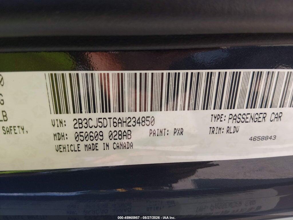 2B3CJ5DT6AH234850 2010 DODGE CHALLENGER photo no. 9