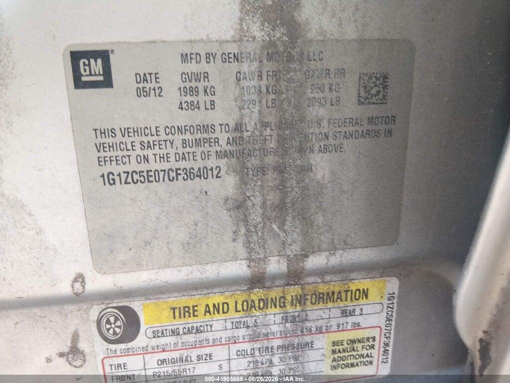 1G1ZC5E07CF364012 2012 CHEVROLET MALIBU photo no. 9