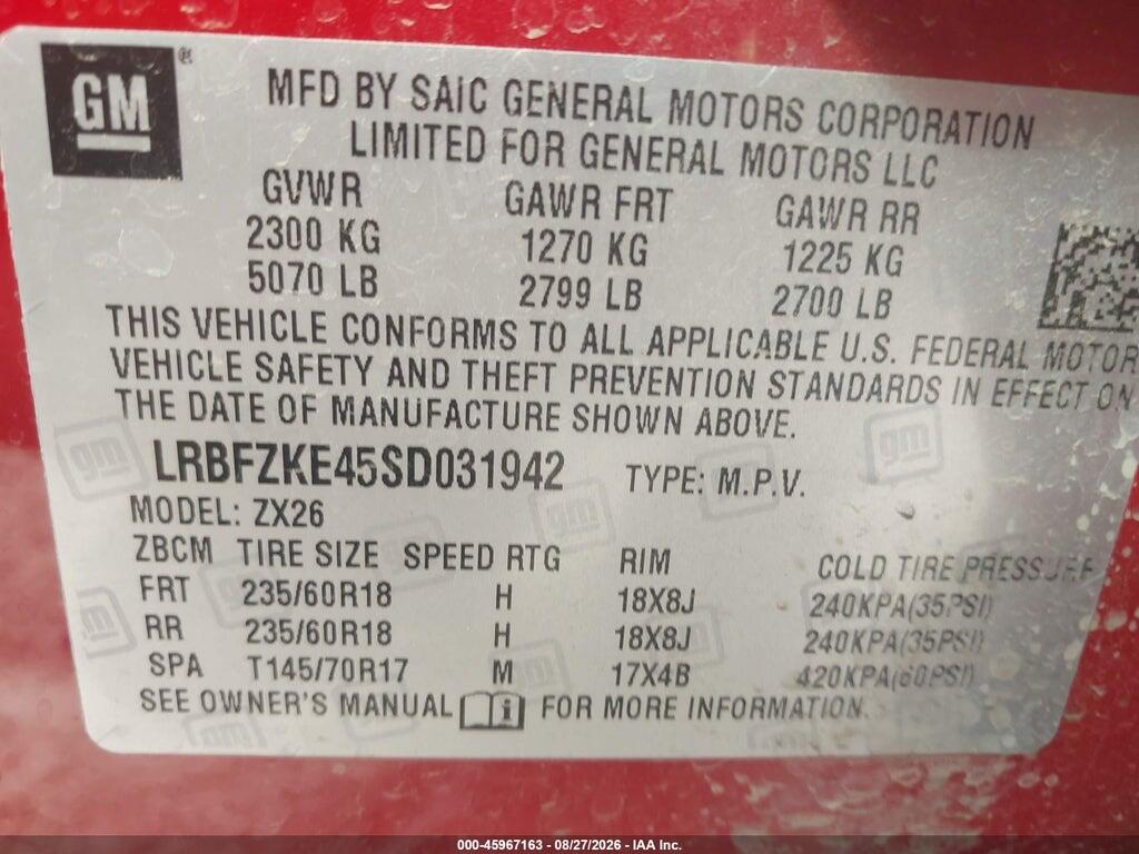 LRBFZKE45SD031942 2025 BUICK ENVISION photo no. 9