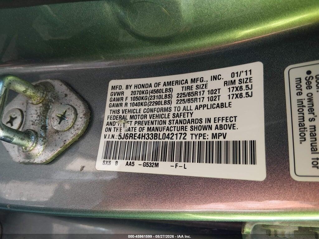 5J6RE4H33BL042172 2011 HONDA CR-V photo no. 9