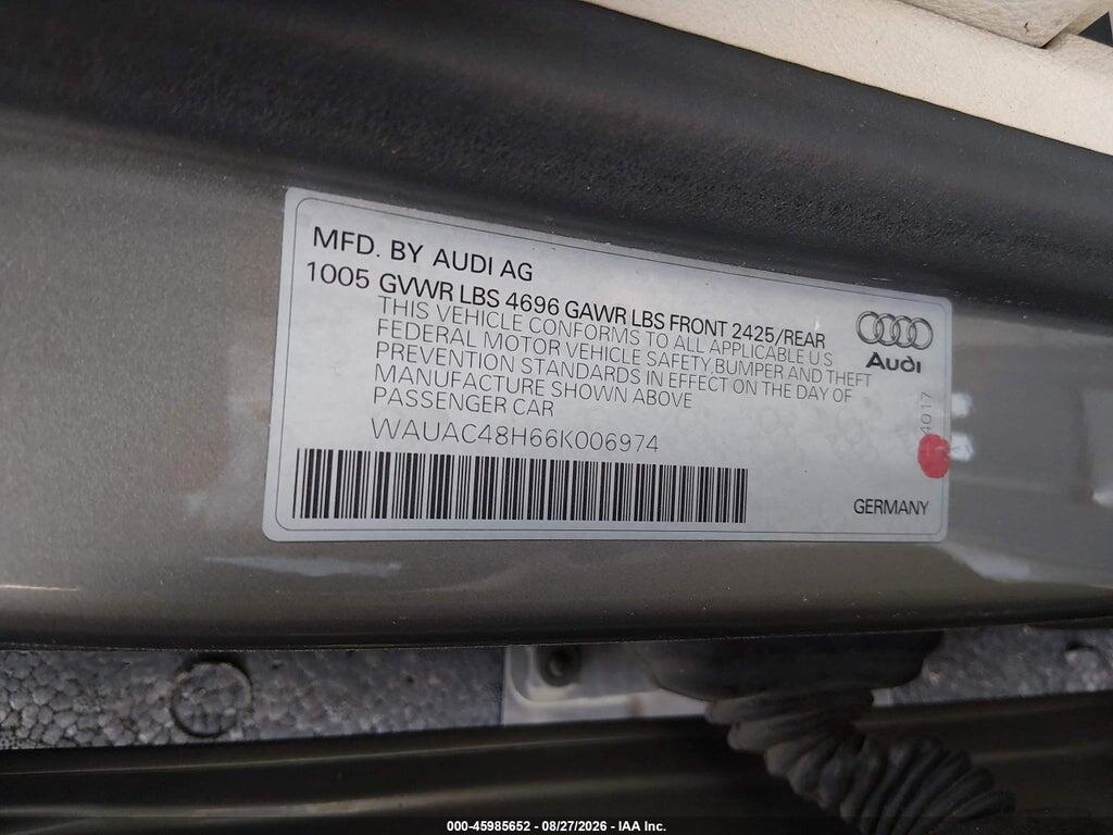 WAUAC48H66K006974 2006 AUDI A4 photo no. 9