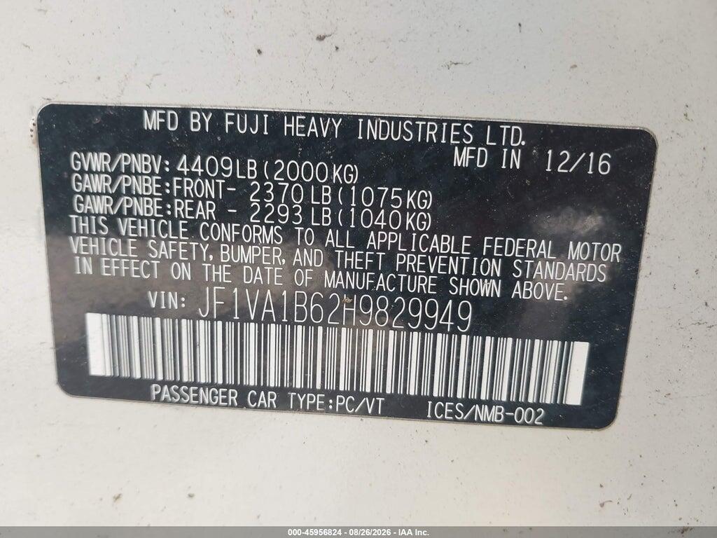 JF1VA1B62H9829949 2017 SUBARU WRX photo no. 9