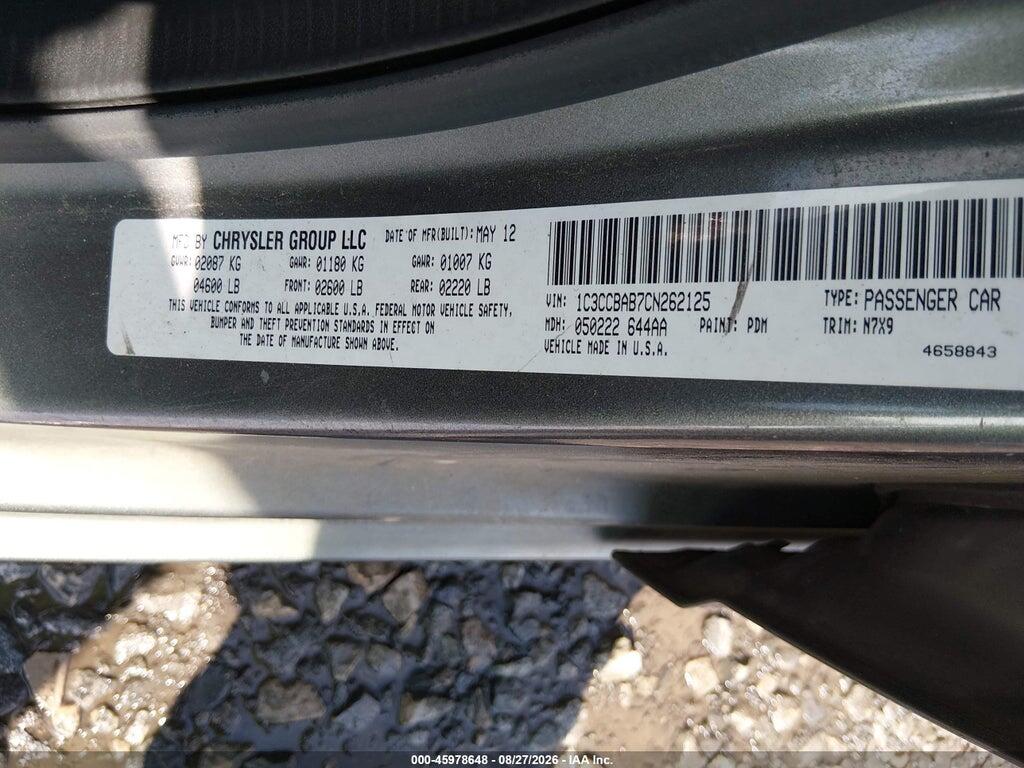 1C3CCBAB7CN262125 2012 CHRYSLER 200 photo no. 9