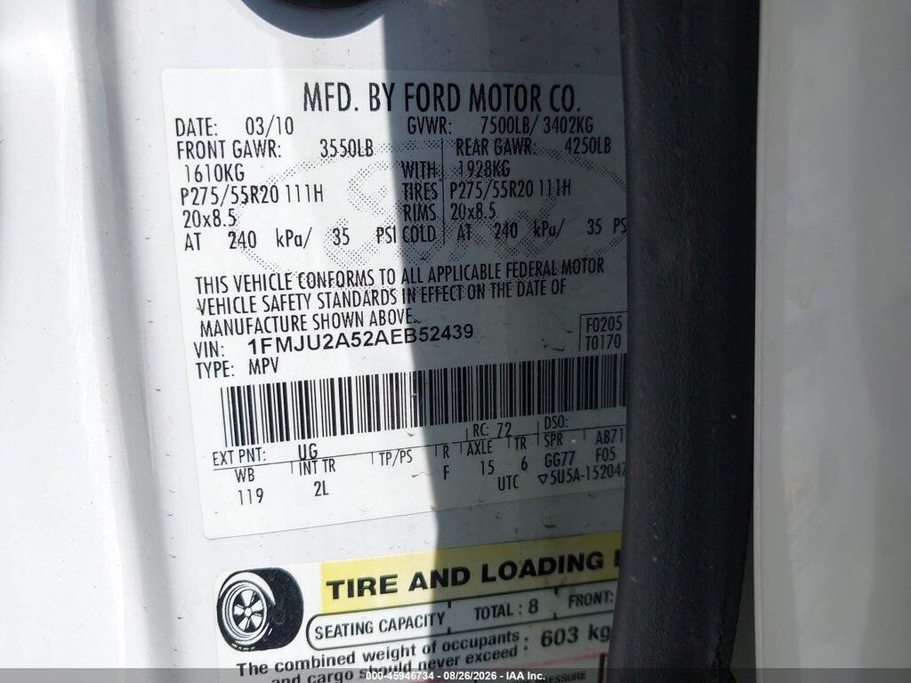 1FMJU2A52AEB52439 2010 FORD EXPEDITION photo no. 9