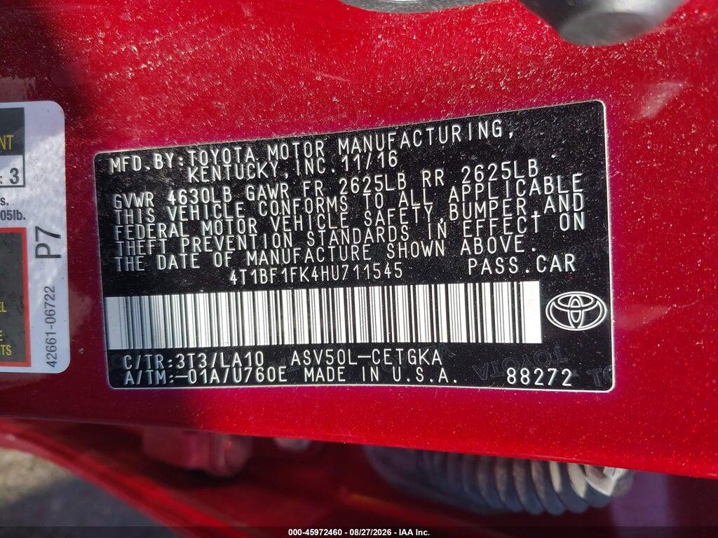 4T1BF1FK4HU711545 2017 TOYOTA CAMRY photo no. 9