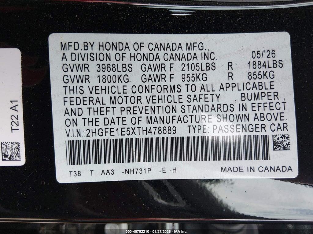 2HGFE1E5XTH478689 2026 HONDA CIVIC SI photo no. 9