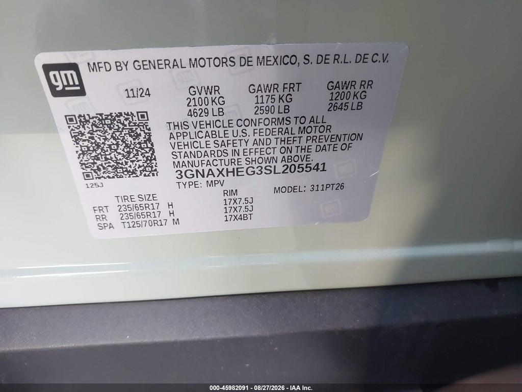 3GNAXHEG3SL205541 2025 CHEVROLET EQUINOX photo no. 9