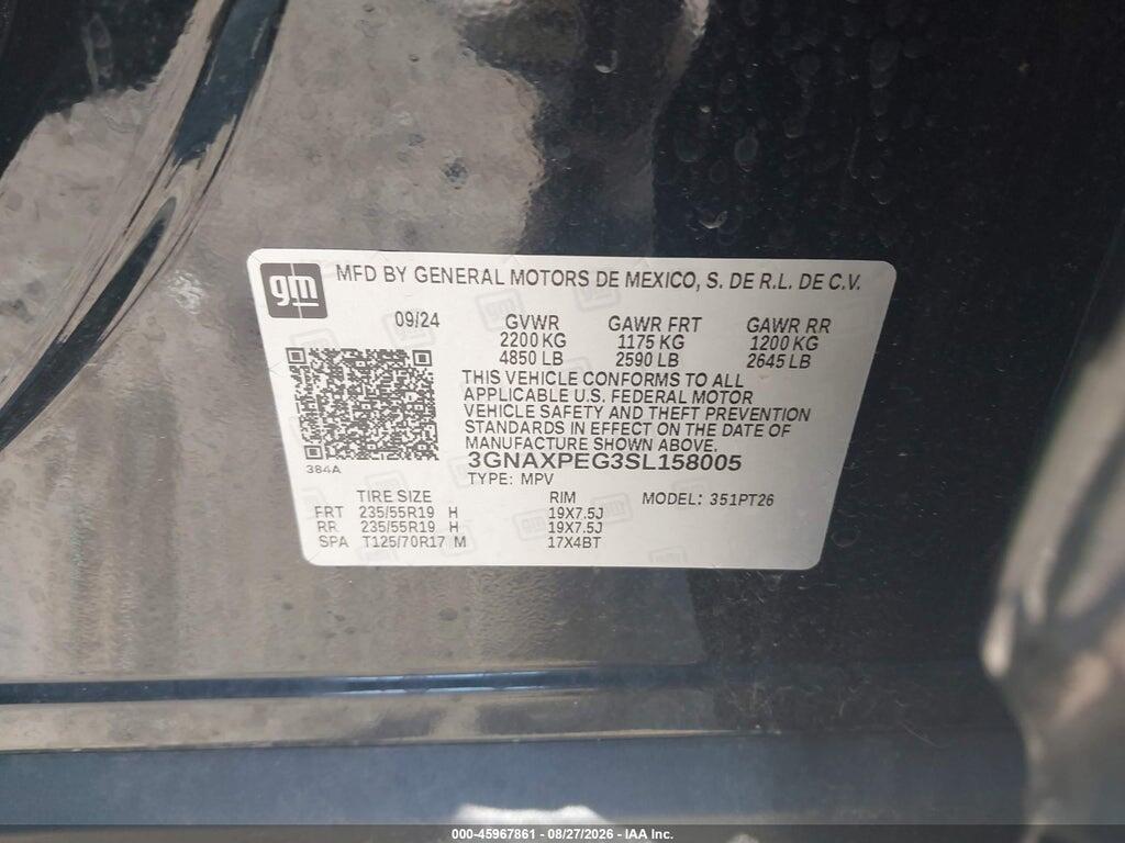 3GNAXPEG3SL158005 2025 CHEVROLET EQUINOX photo no. 9