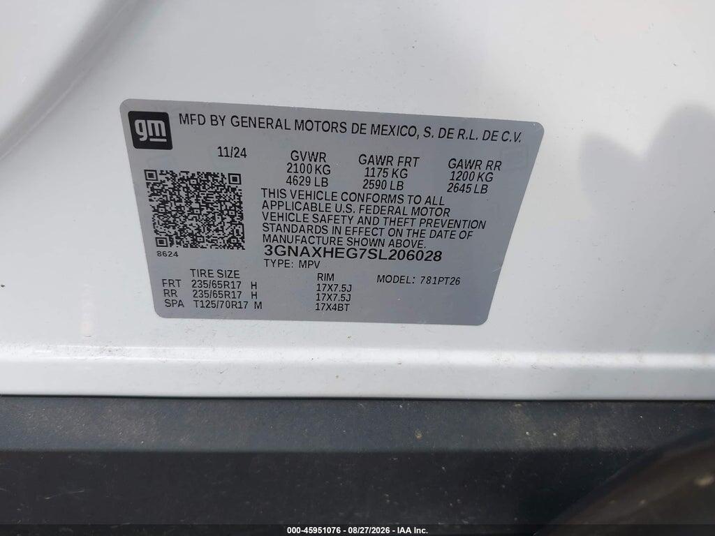 3GNAXHEG7SL206028 2025 CHEVROLET EQUINOX photo no. 9