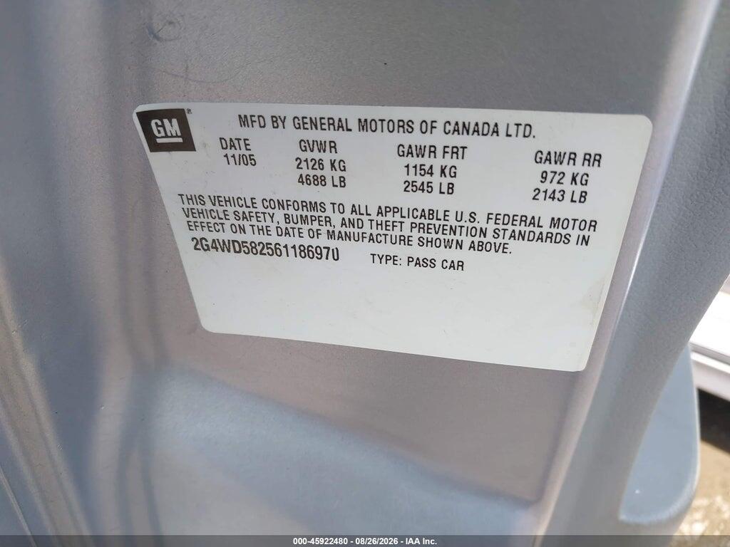 2G4WD582561186970 2006 BUICK LACROSSE photo no. 9