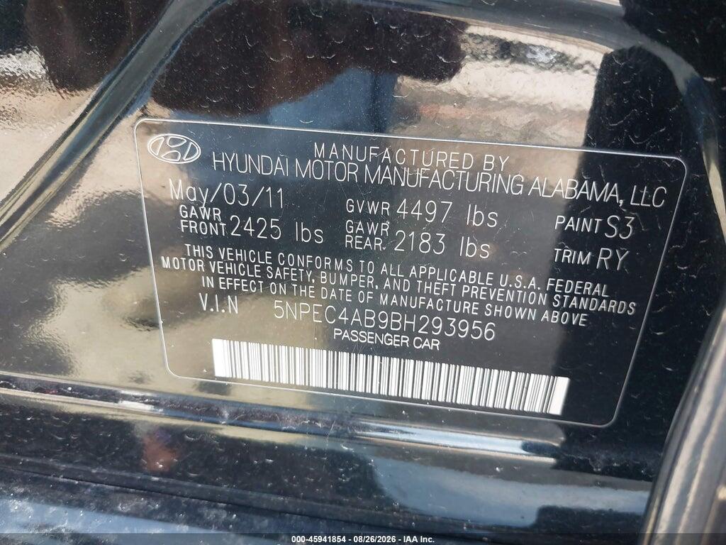 5NPEC4AB9BH293956 2011 HYUNDAI SONATA photo no. 9