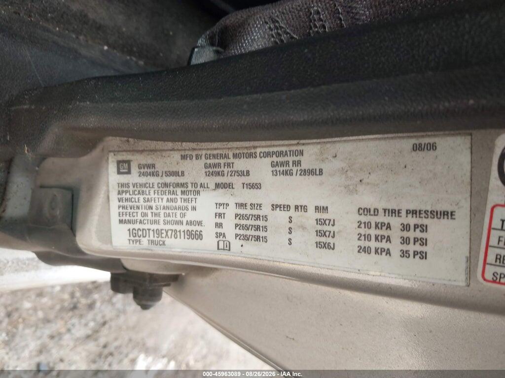 1GCDT19EX76119666 2007 CHEVROLET COLORADO photo no. 9