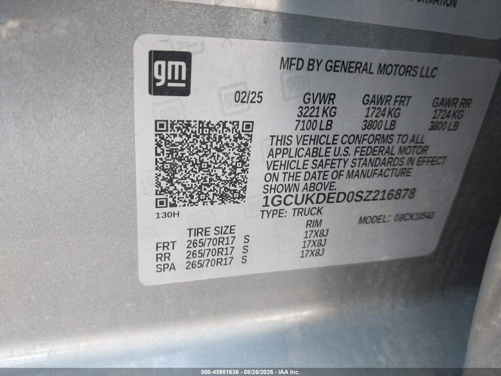 1GCUKDED0SZ216878 2025 CHEVROLET SILVERADO 1500 photo no. 9