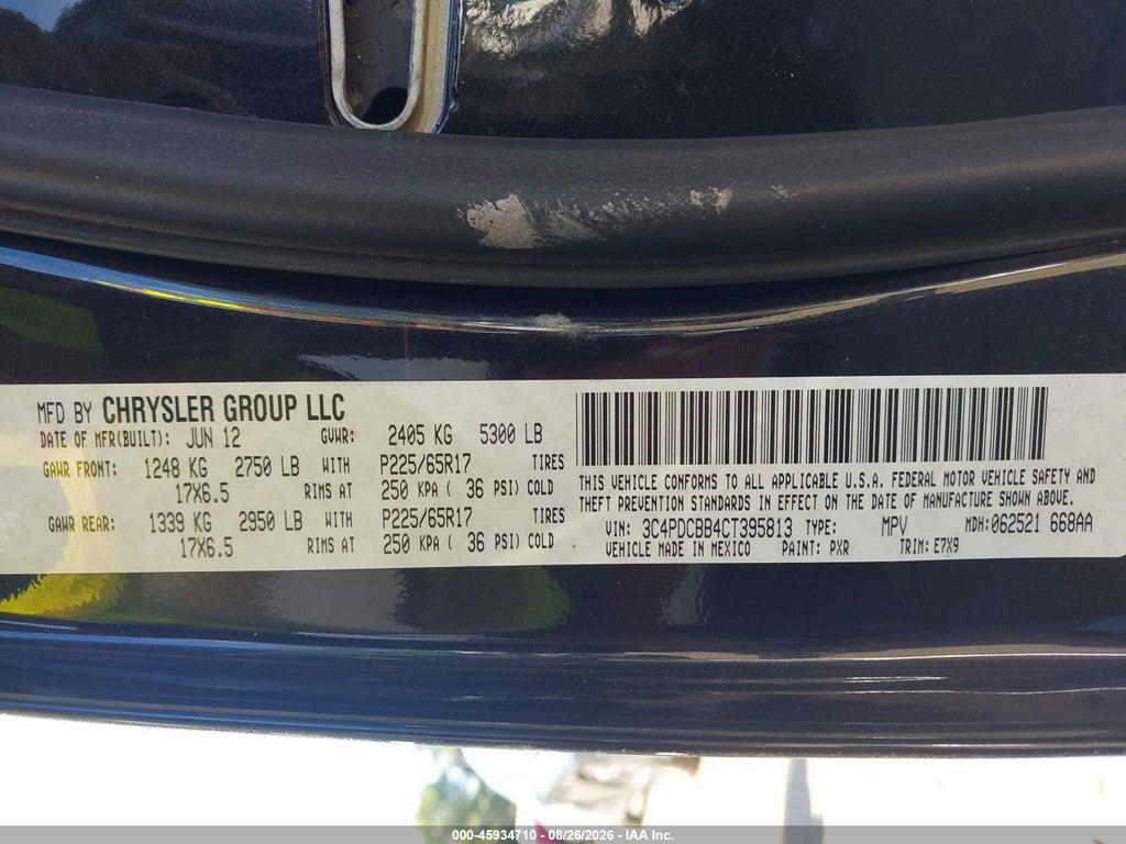 3C4PDCBB4CT395813 2012 DODGE JOURNEY photo no. 9