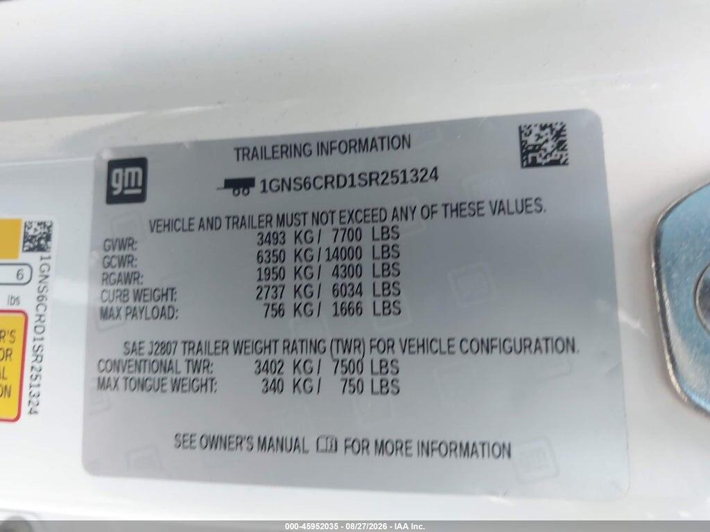 1GNS6CRD1SR251324 2025 CHEVROLET SUBURBAN photo no. 9