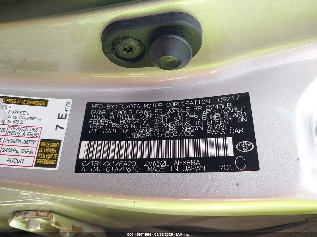 JTDKARFP0H3047330 2017 TOYOTA PRIUS PRIME photo no. 9