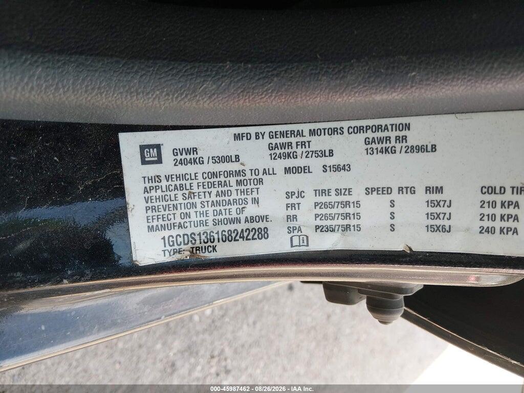 1GCDS136168242288 2006 CHEVROLET COLORADO photo no. 9