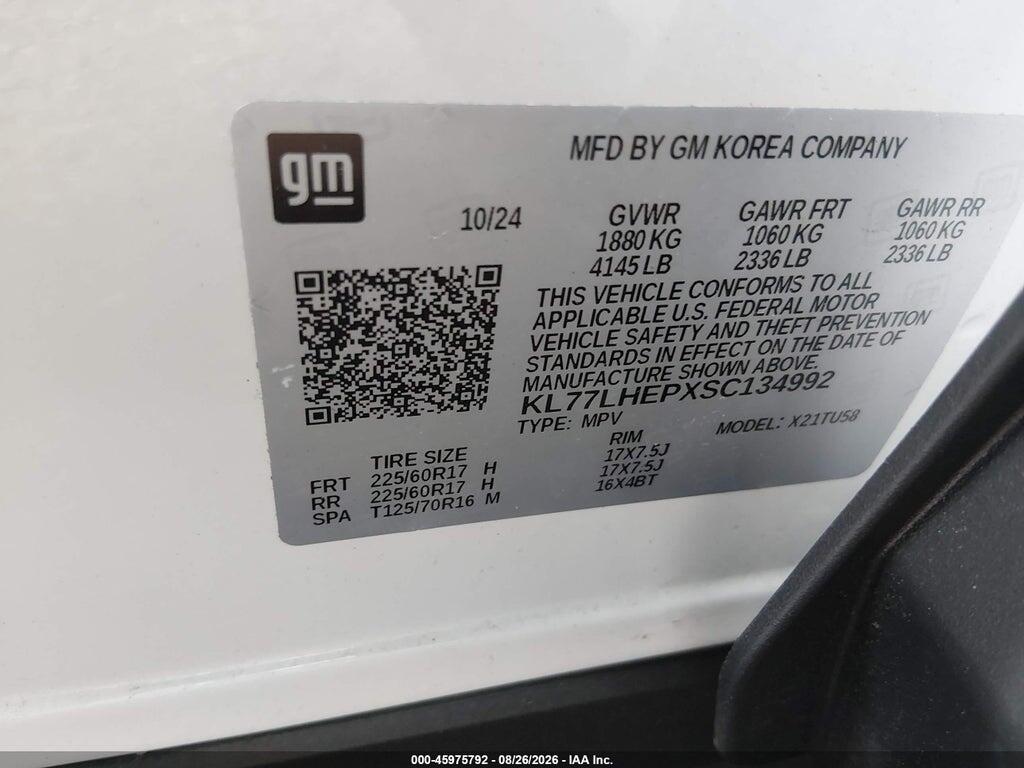KL77LHEPXSC134992 2025 CHEVROLET TRAX photo no. 9