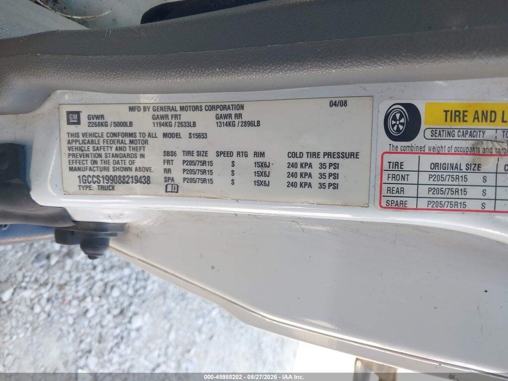 1GCCS199088219438 2008 CHEVROLET COLORADO photo no. 9