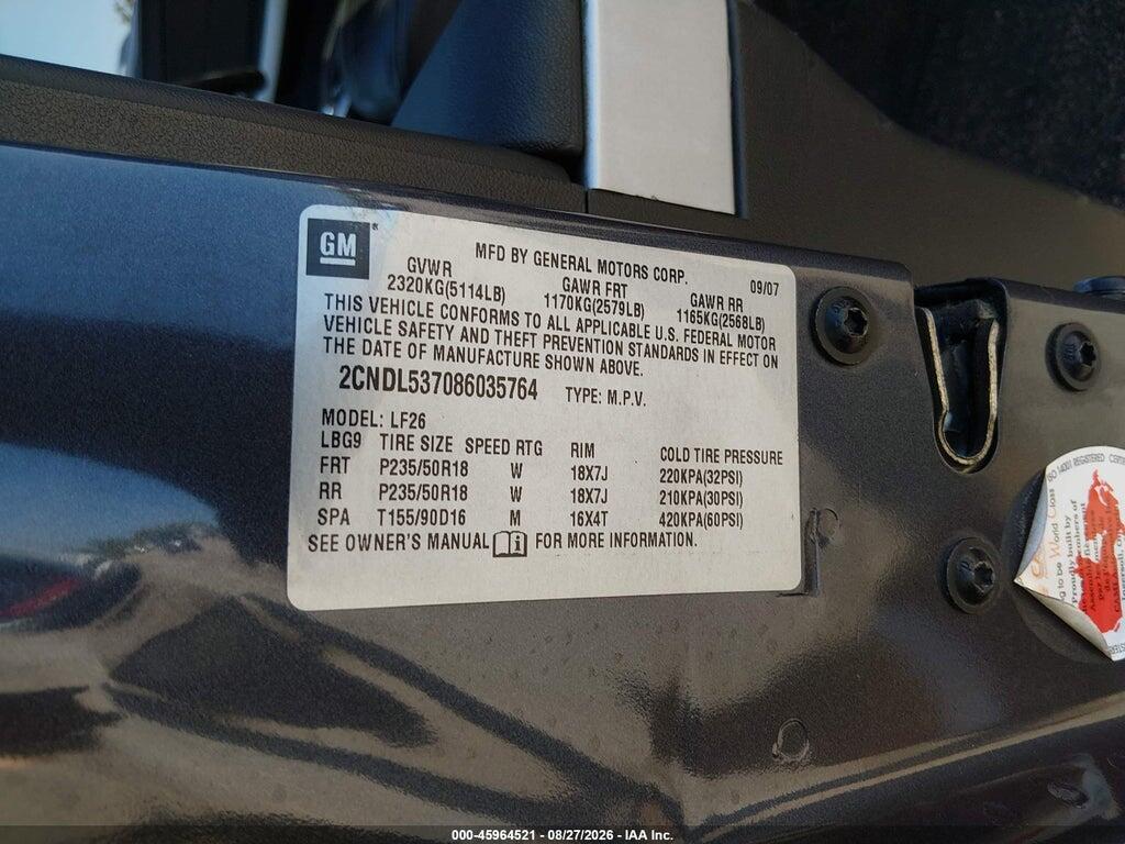 2CNDL537086035764 2008 CHEVROLET EQUINOX photo no. 9