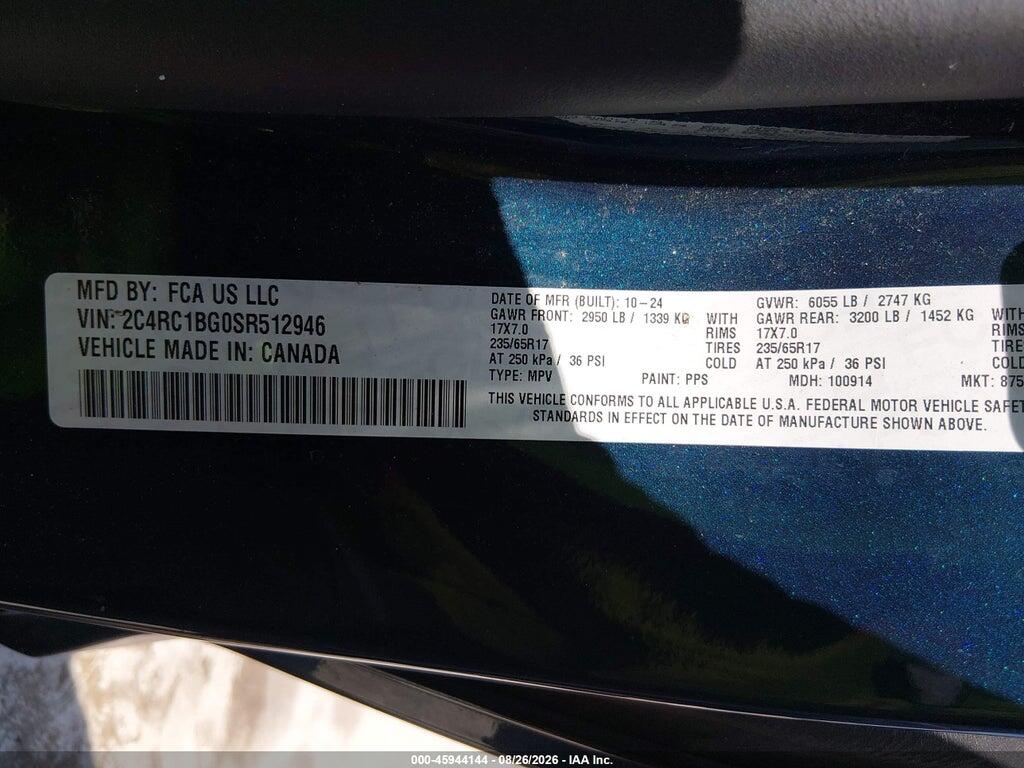 2C4RC1BG0SR512946 2025 CHRYSLER PACIFICA photo no. 9