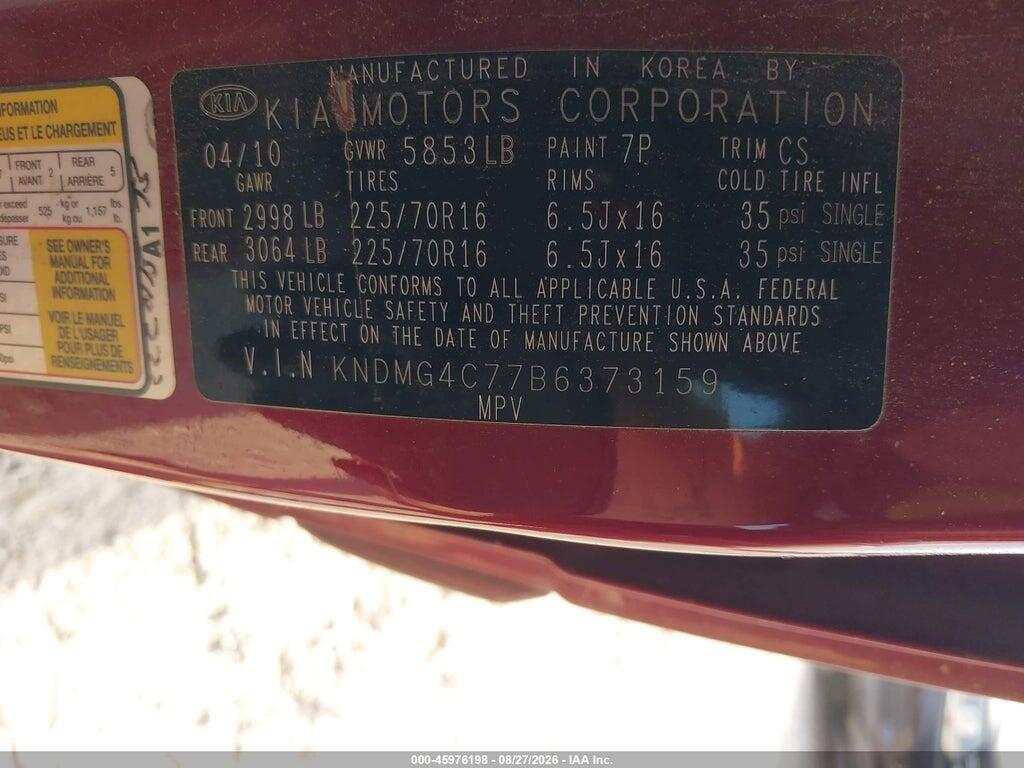 KNDMG4C77B6373159 2011 KIA SEDONA photo no. 9