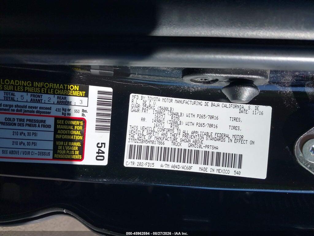 3TMDZ5BN5HM017866 2017 TOYOTA TACOMA photo no. 9