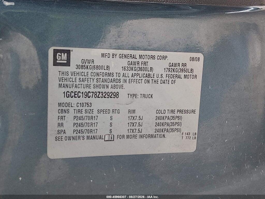 1GCEC19C78Z329298 2008 CHEVROLET SILVERADO 1500 photo no. 9