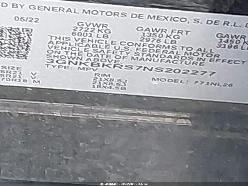 3GNKBKRS7NS202277 2022 CHEVROLET BLAZER photo no. 9