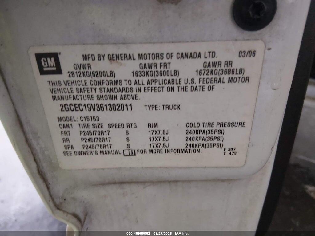 2GCEC19V361302011 2006 CHEVROLET SILVERADO 1500 photo no. 9