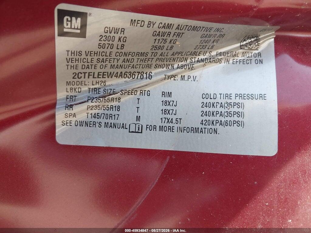 2CTFLEEW4A6367816 2010 GMC TERRAIN photo no. 9