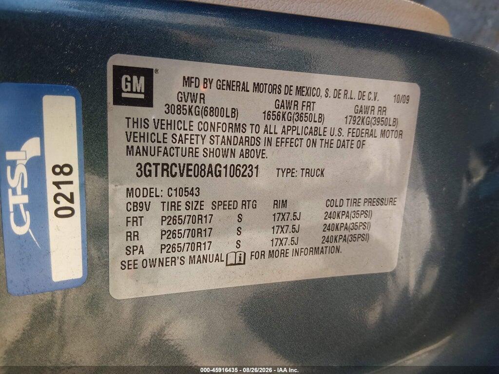 3GTRCVE08AG106231 2010 GMC SIERRA 1500 photo no. 9