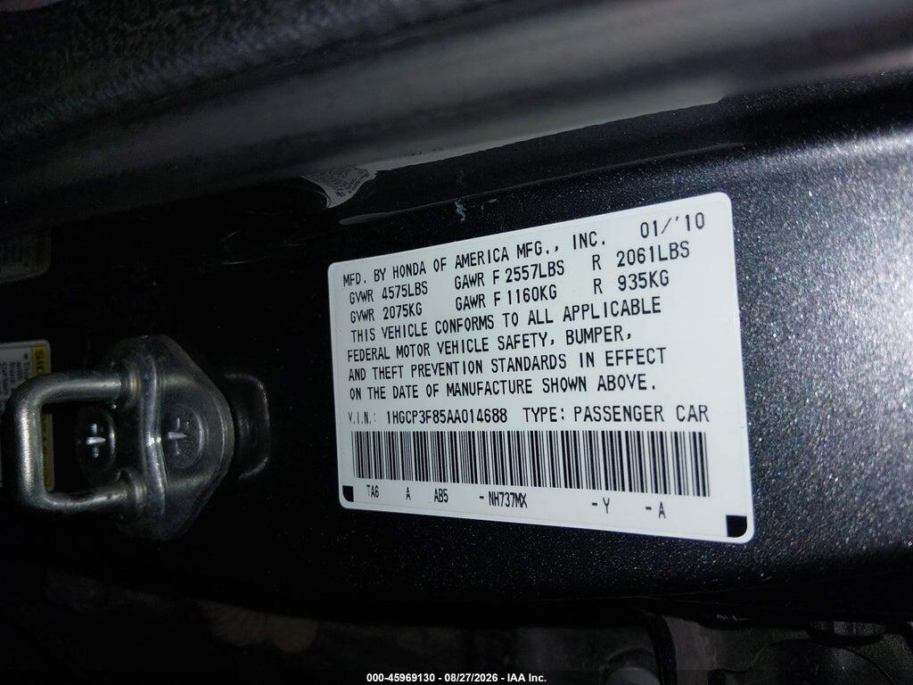 1HGCP3F85AA014688 2010 HONDA ACCORD photo no. 9