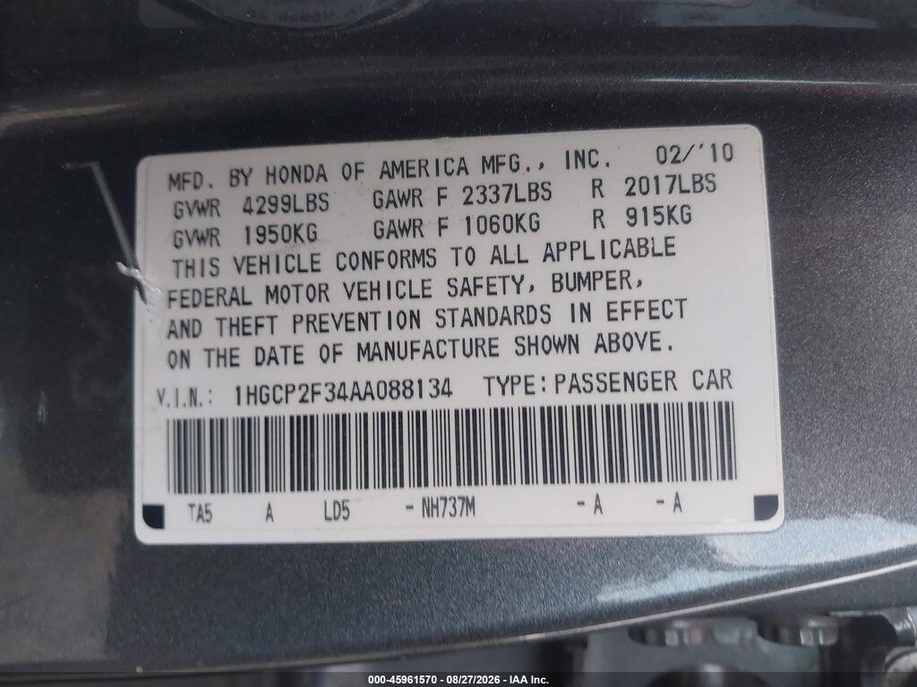 1HGCP2F34AA088134 2010 HONDA ACCORD photo no. 9