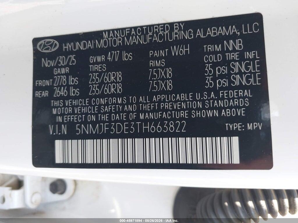 5NMJF3DE3TH663822 2026 HYUNDAI TUCSON photo no. 9