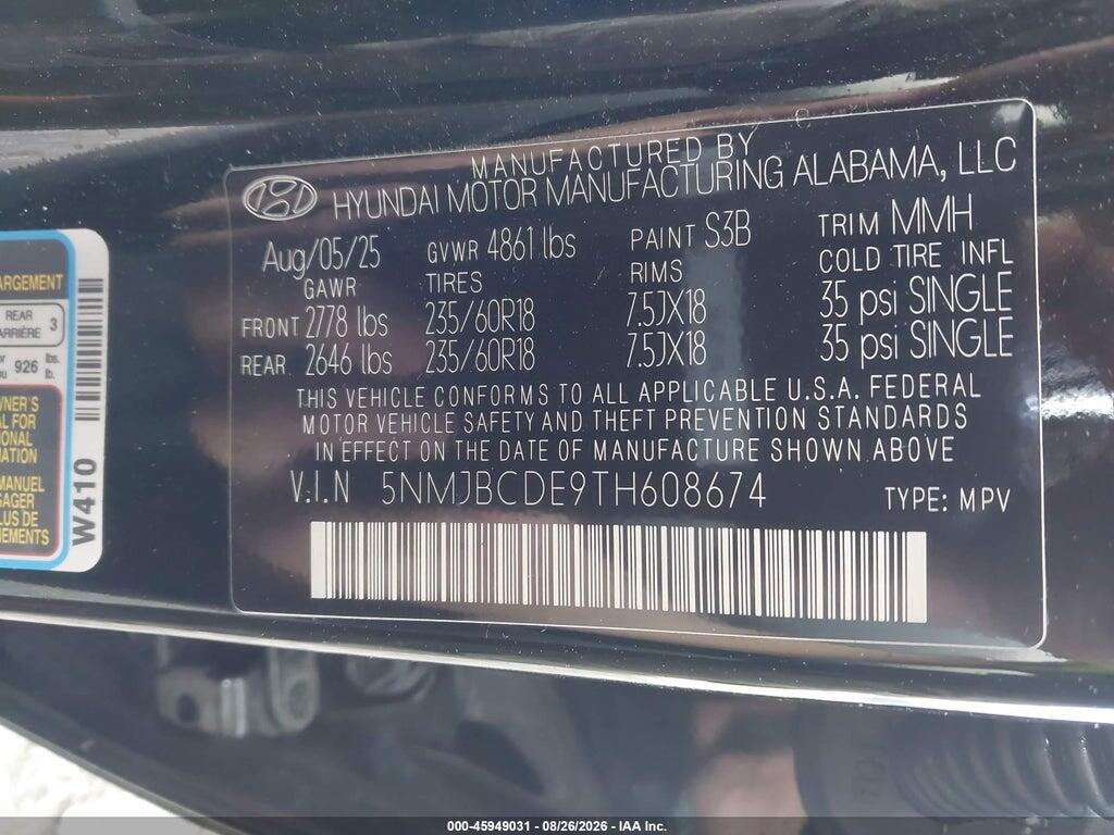 5NMJBCDE9TH608674 2026 HYUNDAI TUCSON photo no. 9