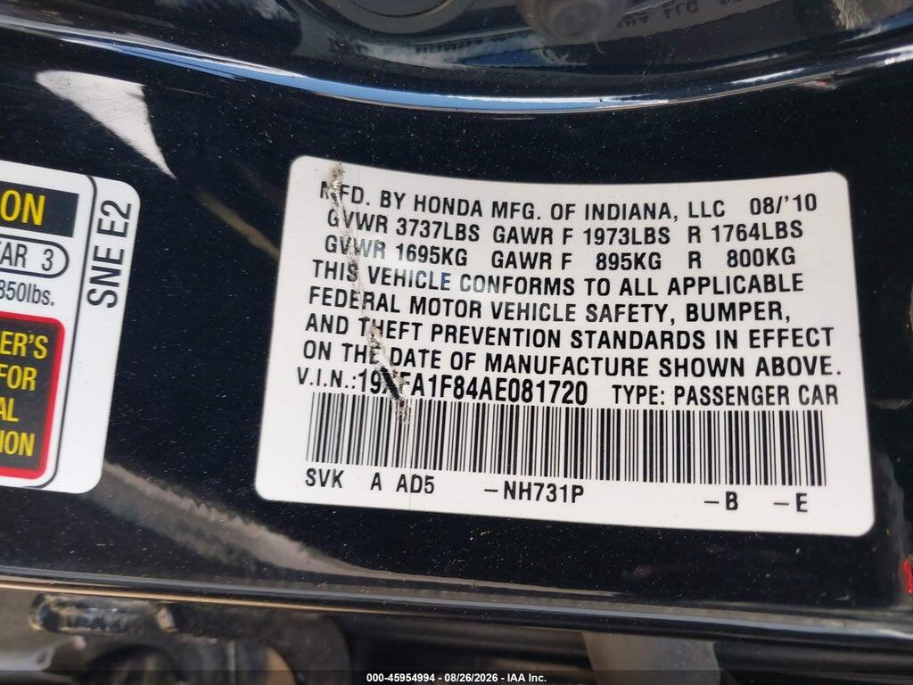 19XFA1F84AE081720 2010 HONDA CIVIC photo no. 9