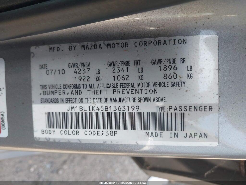 JM1BL1K45B1363199 2011 MAZDA MAZDASPEED3 photo no. 9