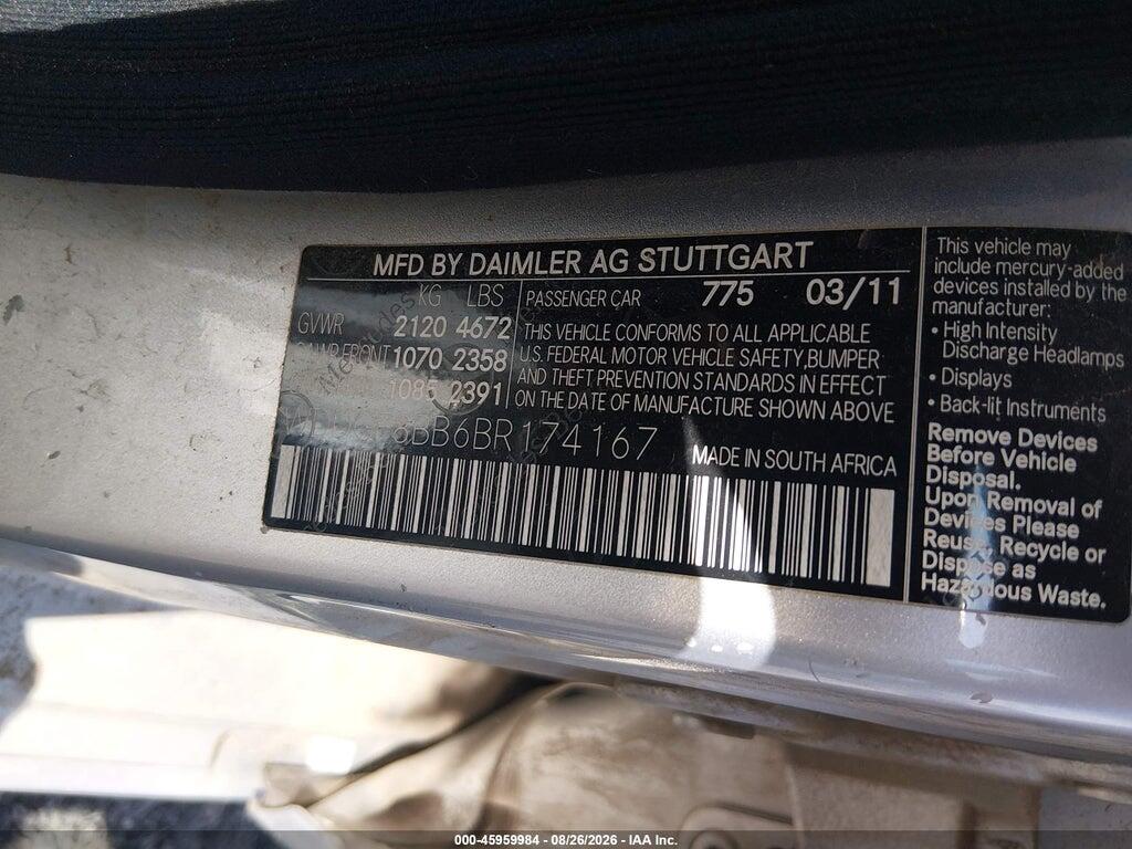 WDDGF8BB6BR174167 2011 MERCEDES-BENZ C 300 photo no. 9