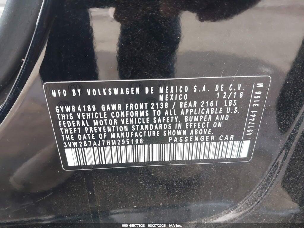 3VW2B7AJ7HM295168 2017 VOLKSWAGEN JETTA photo no. 9