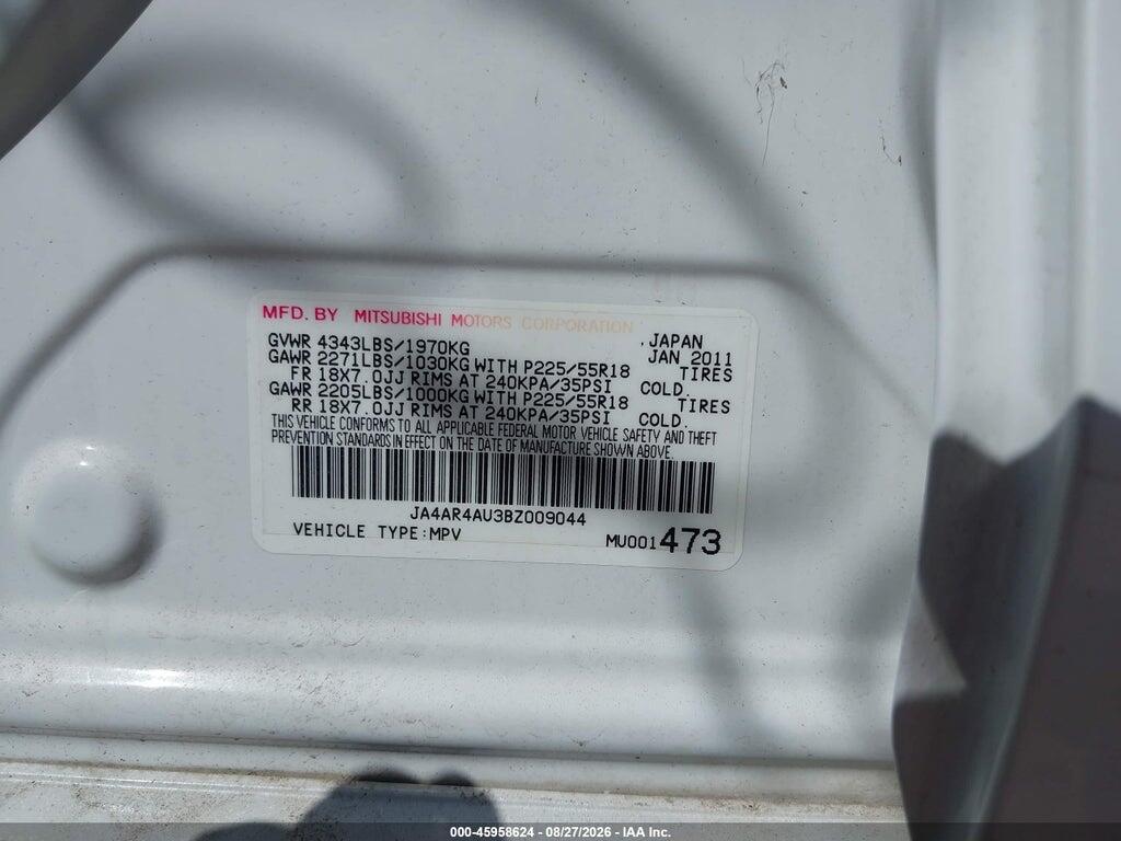 JA4AR4AU3BZ009044 2011 MITSUBISHI OUTLANDER SPORT photo no. 9