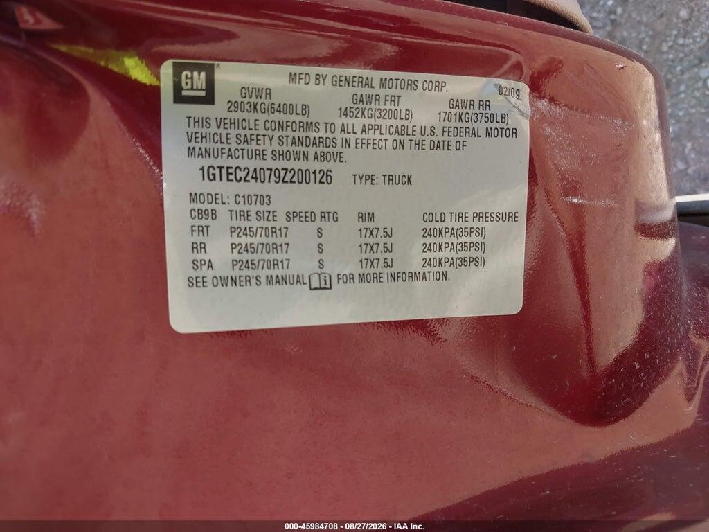 1GTEC24079Z200126 2009 GMC SIERRA 1500 photo no. 9
