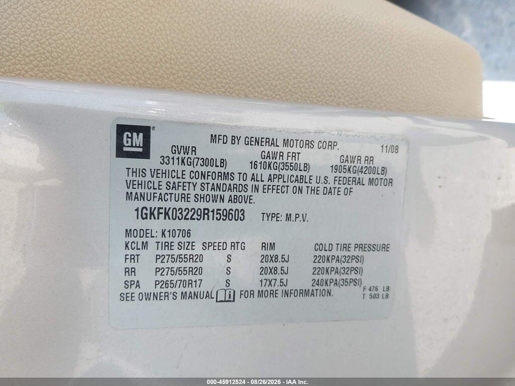1GKFK03229R159603 2009 GMC YUKON DENALI photo no. 9