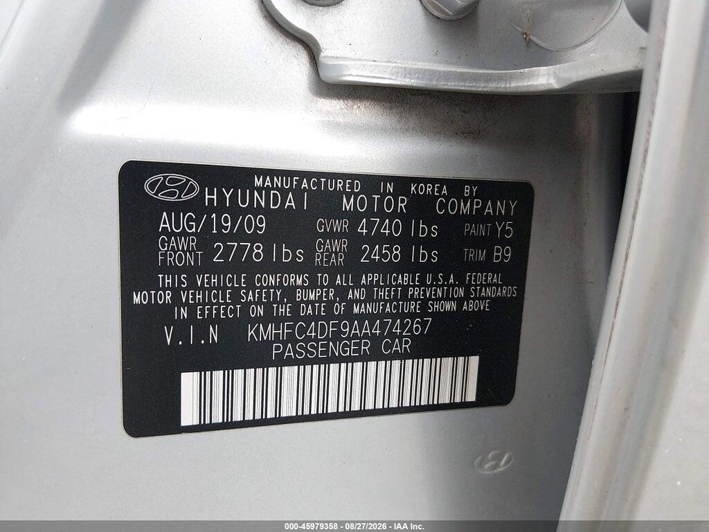KMHFC4DF9AA474267 2010 HYUNDAI AZERA photo no. 9