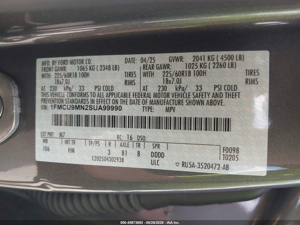 1FMCU9MN2SUA99990 2025 FORD ESCAPE photo no. 9