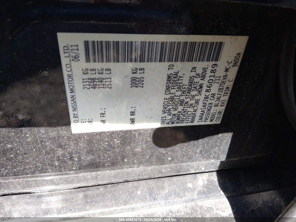 1N4AA5AP2BC860189 2011 NISSAN MAXIMA photo no. 9
