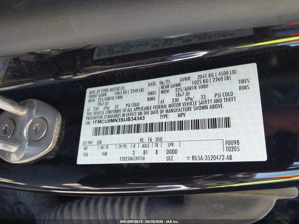 1FMCU9MN3SUB34343 2025 FORD ESCAPE photo no. 9